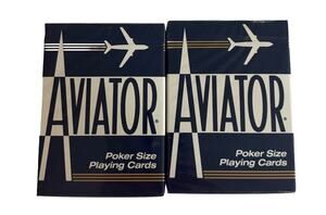 Aviator Poker Size Playing Cards 2 Deck Lot Blue Sealed Made in USA 914